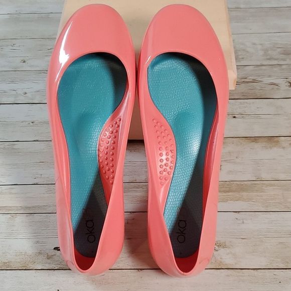 Peach Salmon Coral Oka-B Taylor Rubber Ballet Flats Size 6 or EUR 36 NWOT - Picture 5 of 9